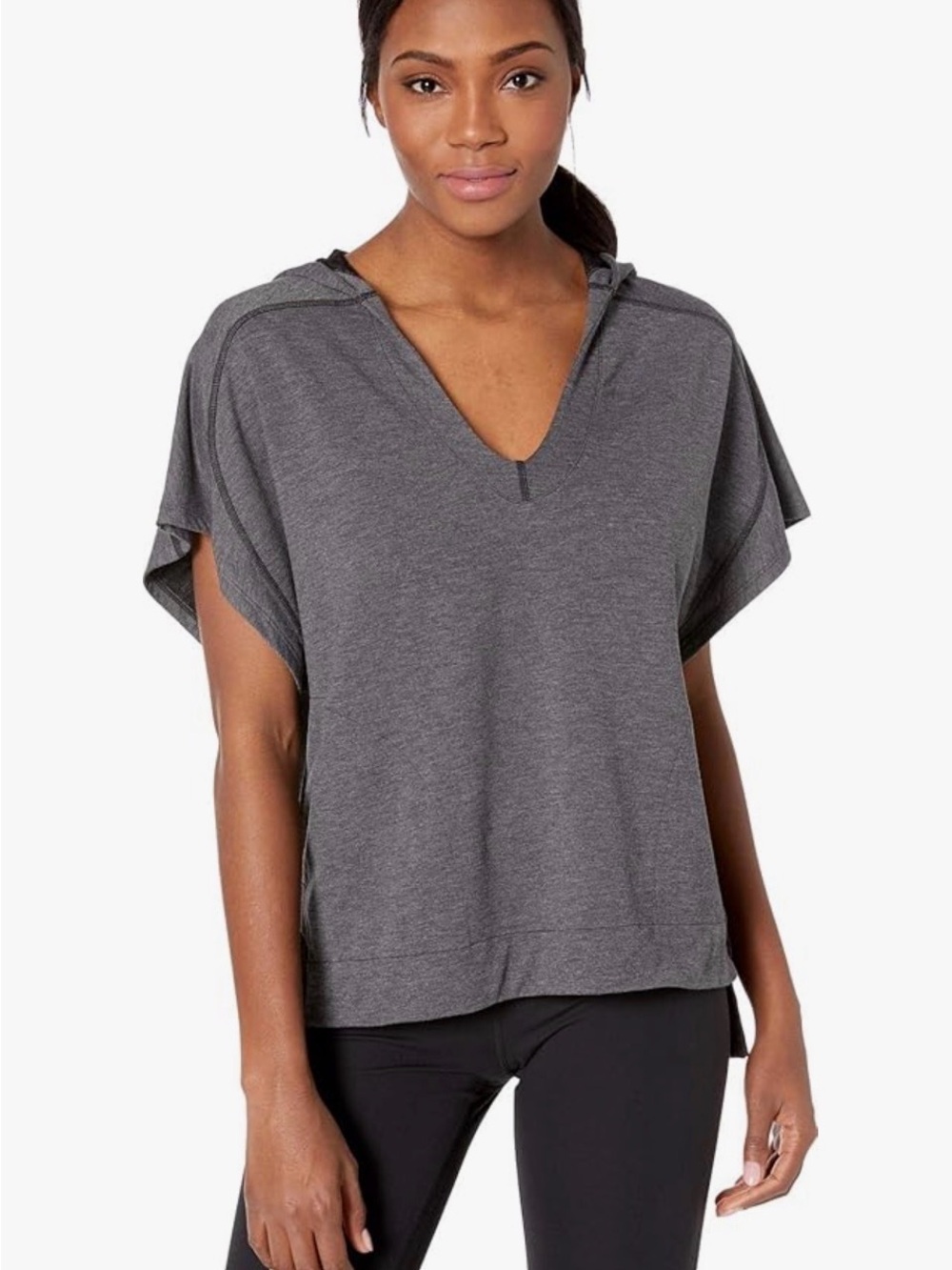 Smartwool Active Reset Women’s Charcoal Gray V-Neck Hooded Pullover